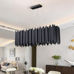 Natasha Modern Classic Black Rectangle Long Chandelier W 32"/40"