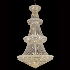 Traditional 54X96 Inch 48 Lights French Empire Chrome K9 Crystal Chandelier for High Ceilings