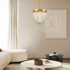 Waterfall Aged Brass Chandelier Ceiling Light 30"