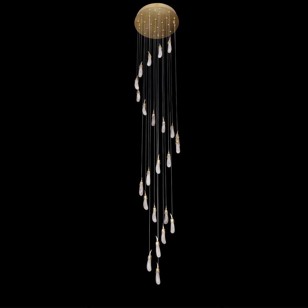 Modern 24 Rock Crystal Long-eggplants Modern Chandelier 138 Inch Long Staircase Chandelier