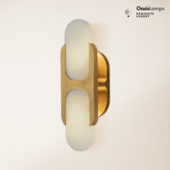 Odin Alabaster Medium Wall Sconce 14"H#Color_brass