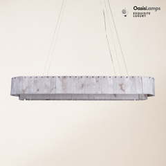 Sawyer Alabaster Rectangle Chandelier 40" 54"L#Color_Brass,size_54"