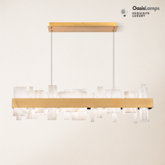 Swang Acropolis 46in LED Linear Alabaster Chandelier#Finish_Brass