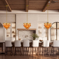 Celestial Drop Pendant 17"D#color_brass