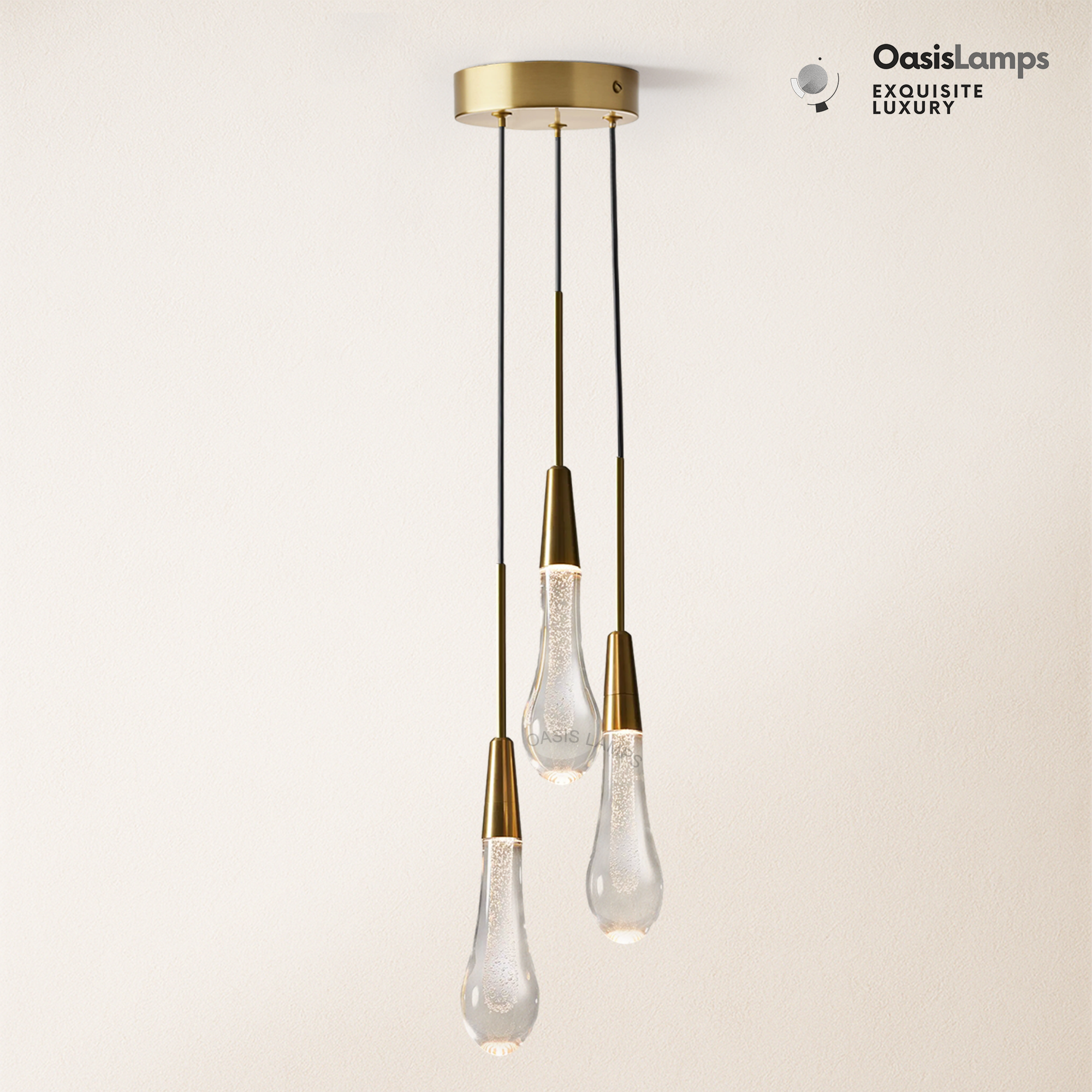 Elara Solitaires Round Crystal Pendant-3 lights 5 lights 7 lights#color_brass,size_3 lights