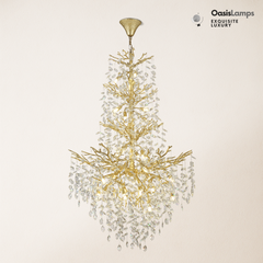 Frostleaf Cascade Grand Staircase Chandelier 61" 65"#Color_Brass,Size_H61"