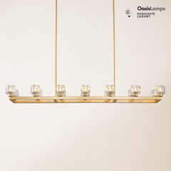 Vellum Rectangular Chandelier 59" 68"L#color_Brass,size_68"-Rectangular