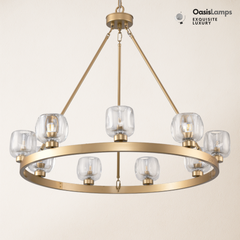 Vellum Round Chandelier 24" 36" 48" 59"D#size_36"-round,color_brass