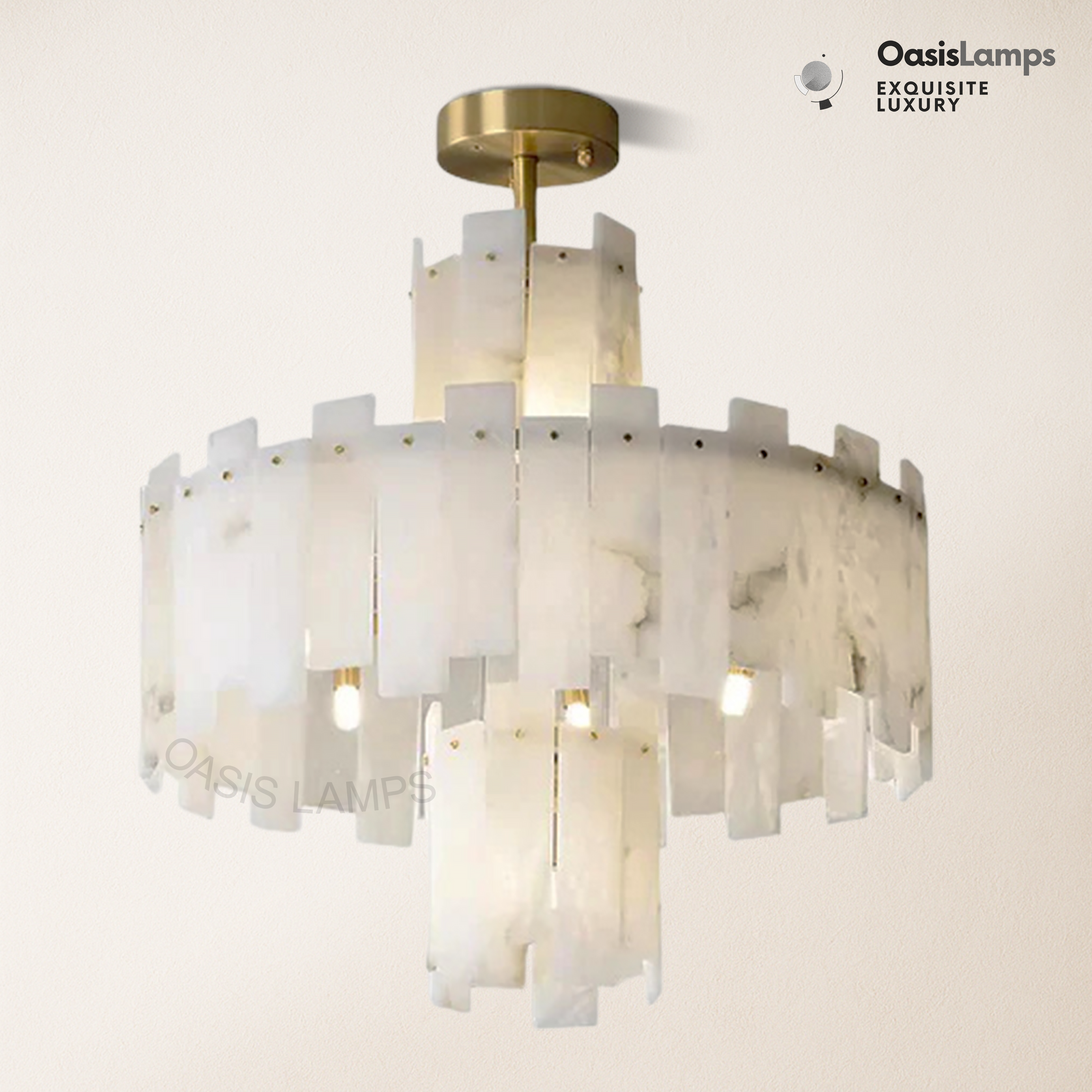 Janina Regina White Alabaster Flake Chandelier