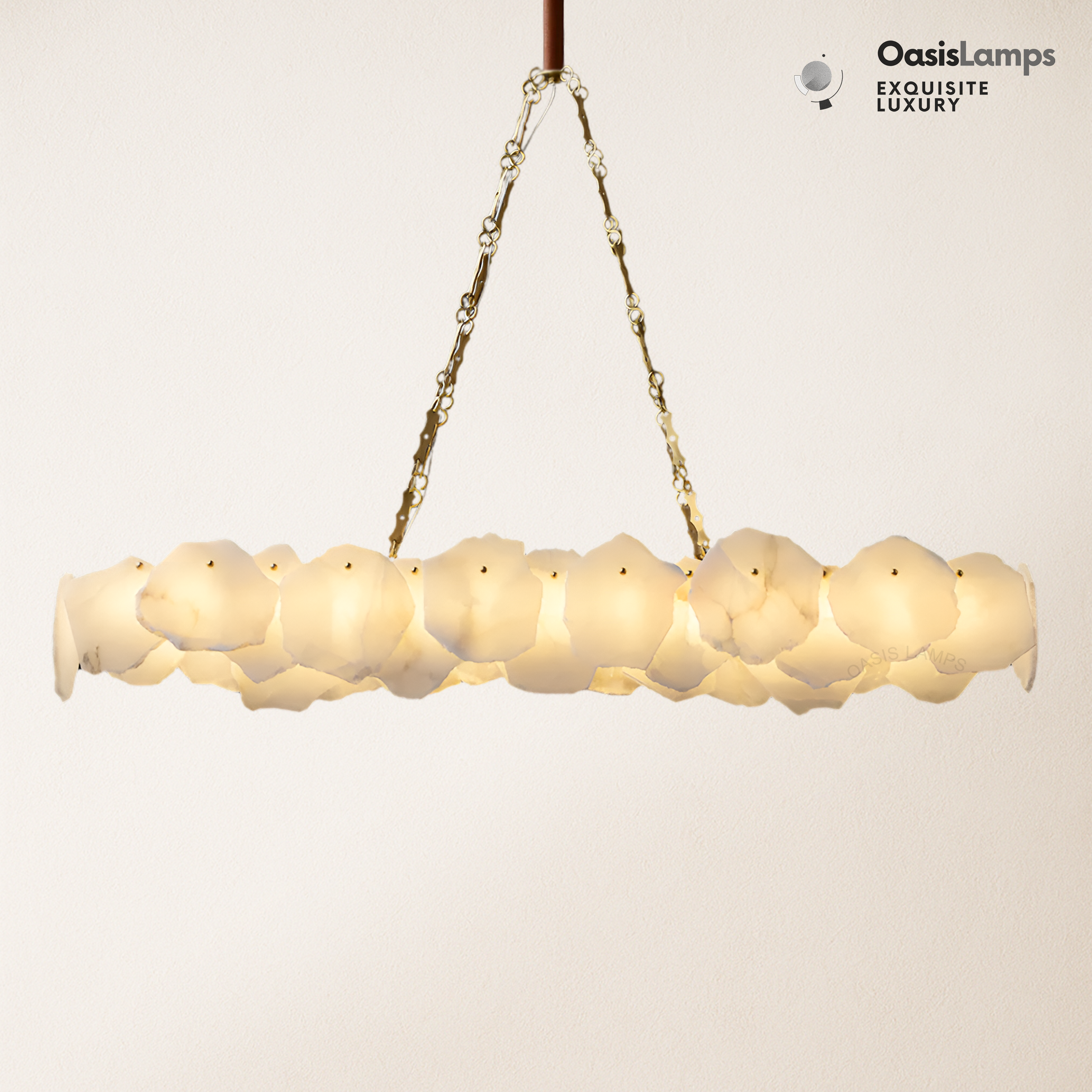 Moira Alabaster Marble Modern Snowflake Linear Chandelier with Chain
#Size_L47.3"(120CM),Color_Brass
