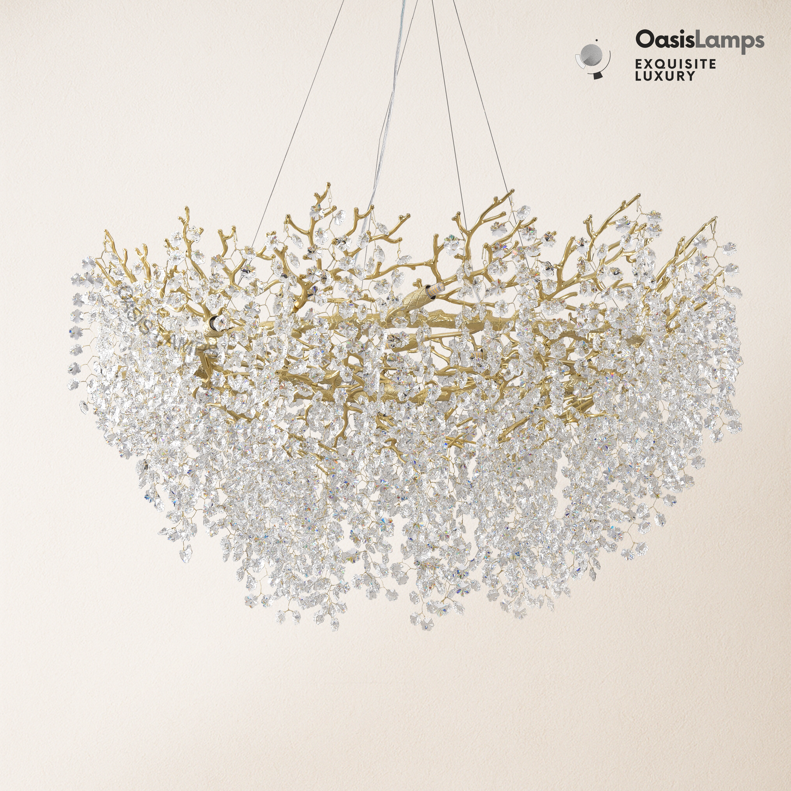 Lustre Branches Halo Chandelier 48"#color_gold