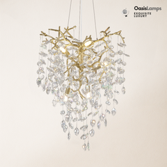 Frostleaf Grand Cascade Branches Chandelier 21'' 24" 32" 40"D#finish_brass,size_21"