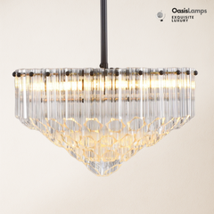 Ethereal Radiance Clear Amber Round Crystal Chandelier 14" 30"D#glass color_clear,size_14in