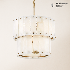 Rancho Alabaster Flake 2-Tier Round Chandelier (Small)