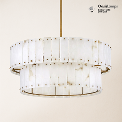 Rancho Alabaster 2-Tier Round Chandelier (34.25"D )
