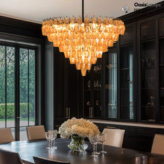 Celestial Drop Crystal Glass Chandelier 36"#color_black