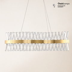 Vetro Prism Crystal Rectangular Chandelier 40" 47"L#Color_Brass,size_40"L