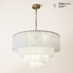 Dineve Modern Alabaster Multi-Layer Round Chandelier D31"