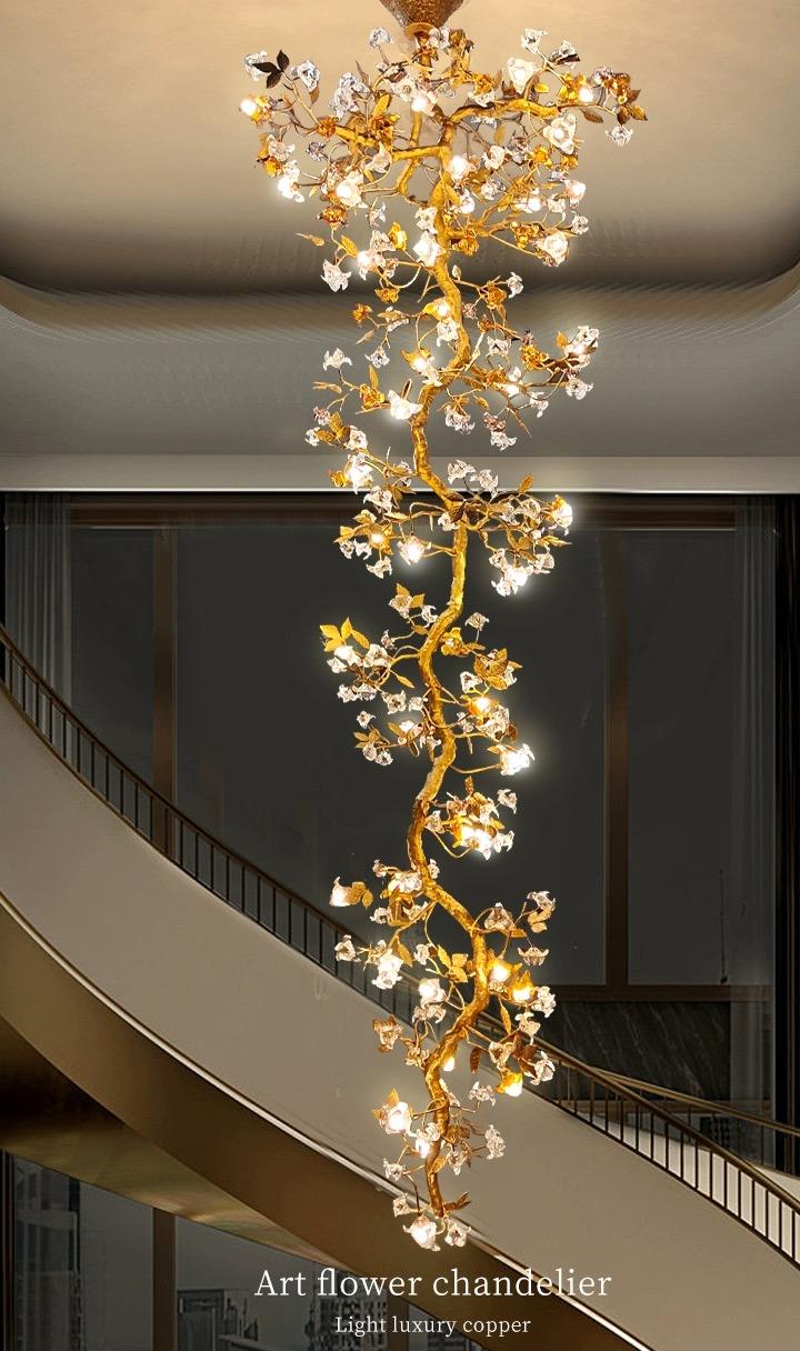 Art Flower Staircase Long Branch Chandelier