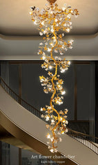 Art Flower Staircase Long Branch Chandelier