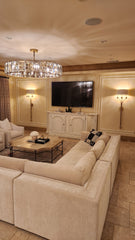 Hare Faceted Crystal Glass Round Chandelier D43"