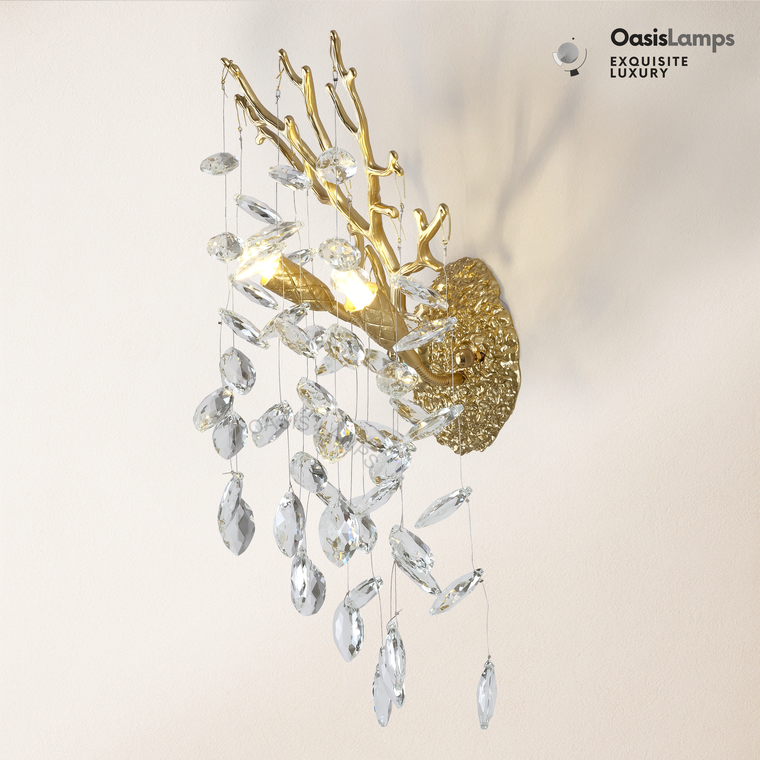 Frostleaf Crystal Gold/Silver Wall Sconce 10"H#Color_Brass