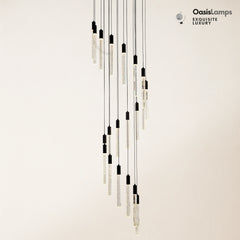 Nova Cascade Modern LED High Ceiling Chandelier 20'' 24''D#Light Number_20-Light Black