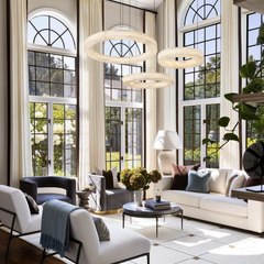 Theseus Alabaster Round Chandelier 19'' 27'' 36'' 60''D