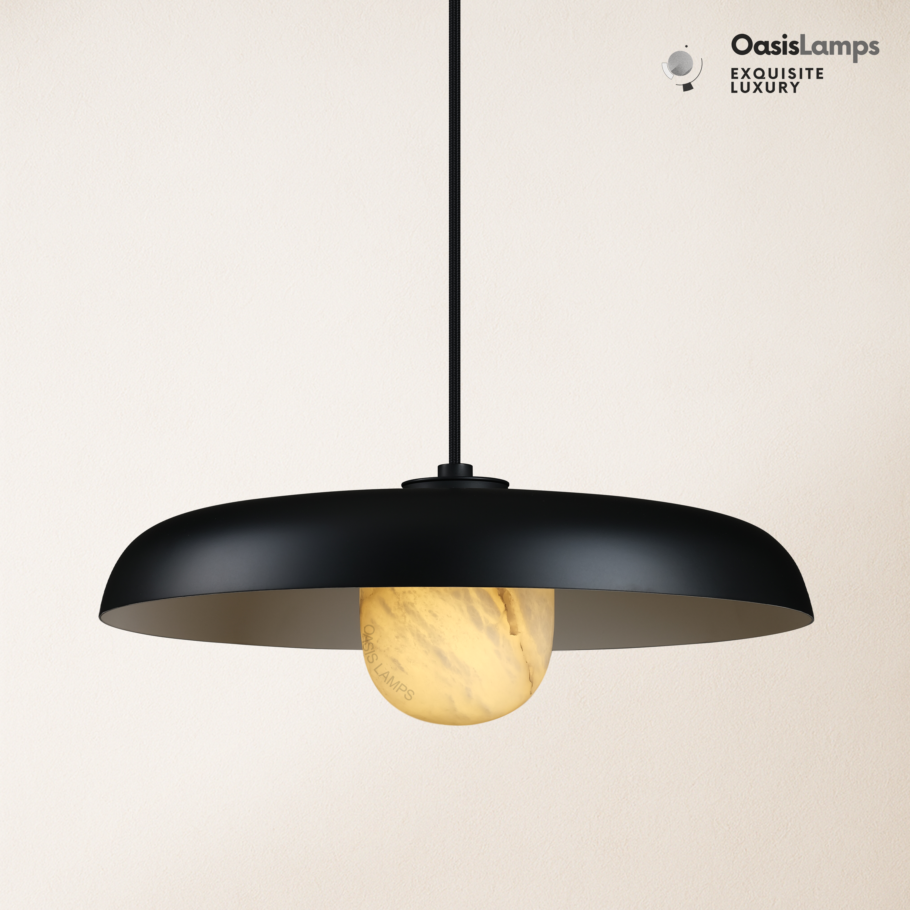 MineraLight Alabaster Industrial Pendant Light 19.3''D