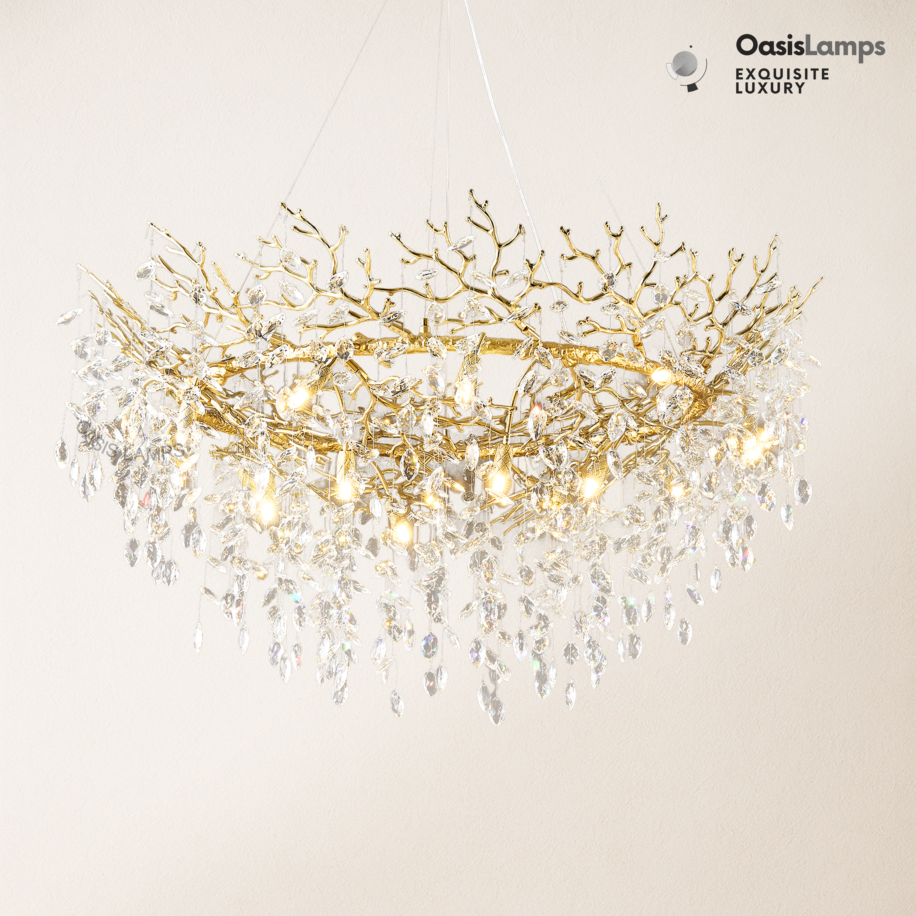 Frostleaf Branch Halo Chandelier 48"D#Color_Brass
