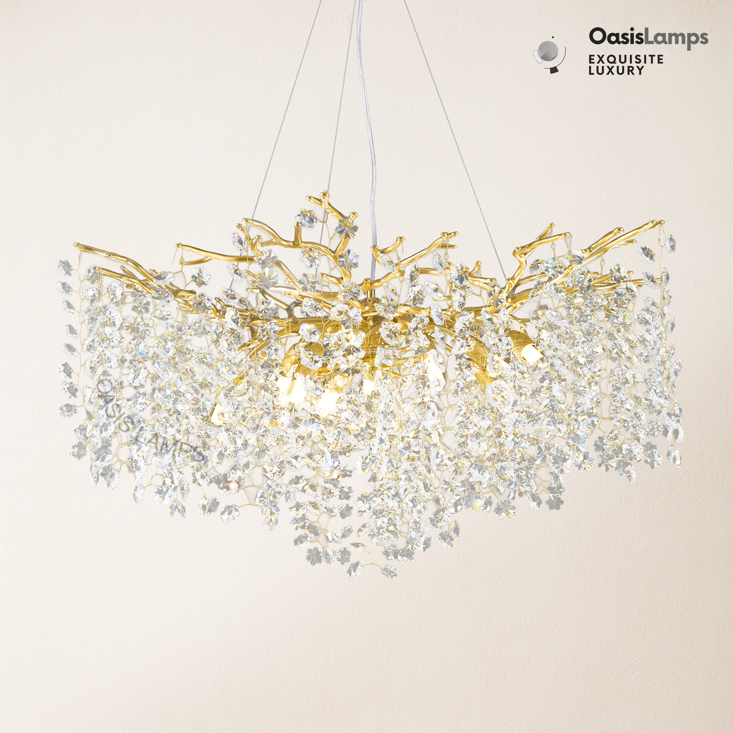 Lustre Branches Crystal Round Chandelier for All Rooms 30" 40"#Color_Brass,Size_D-30inch