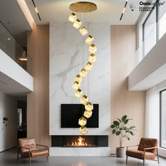 Dave Alabaster High Ceiling Staircase Chandelier 20'' 24''D#size_16-lights