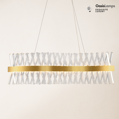 Vetro Prism Crystal Rectangular Chandelier 40" 47"L#color_brass,size_40"l