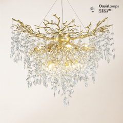 Frostleaf Grand Cascade Branches Chandelier 21'' 24" 32" 40"D#finish_brass,size_40"