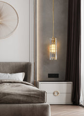 Golden Rectangular Crystal Pendant Lighting