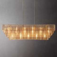 Sirens Glass Rectangular Chandelier 77"
