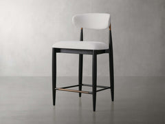 Jagger Armless Stool in Black with Antique Brass