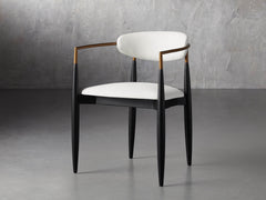 Jagger Dining Arm Chair in Black with Antique Brass