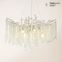 Snow Tree Branch Crystal Chandelier 30" 40"D#color_silver,size_30"