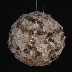 Modern Modern Clear & Smoky Rock Crystal Ball Pendant Light
