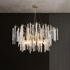 Crystal Chandeliers Luxury Kitchen Island, 39.4" D Round Gold Tree Branch Chandelier