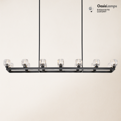 Vellum Rectangular Chandelier 59" 68"L#color_Black,size_68"-Rectangular