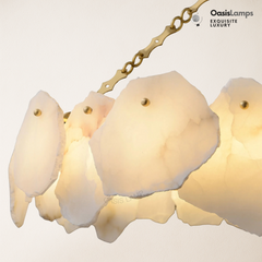 Moira Alabaster Marble Modern Snowflake Round Chandelier 20“D