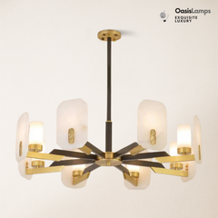 Janina Alabaster Flake Round chandelier#Size_8-Lights 31"D