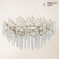 Snow Tree Branch Chandelier 47''D#Color_Brass