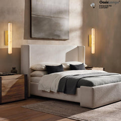 Clara Glow Alabaster Wall Sconce 19"#color_brass,style_single