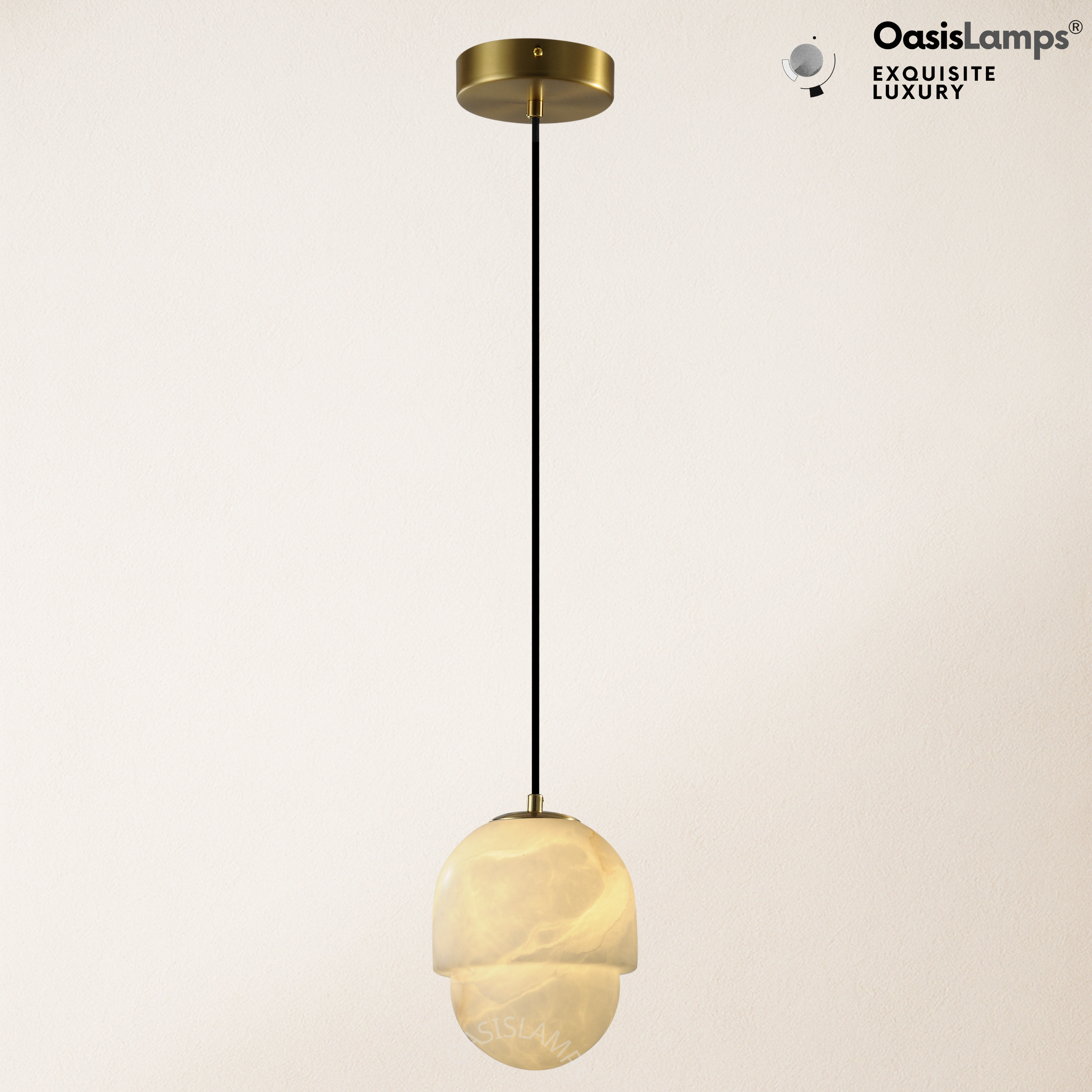 Hecate Alabaster Modern Pendant 6'' 7''D#color_brass