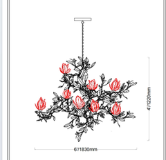 Magnolia Grandiflora Chandelier Library Lighting Separate Parts