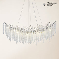 Snow Tree Branches Linear Chandelier 55''L#Color_silver