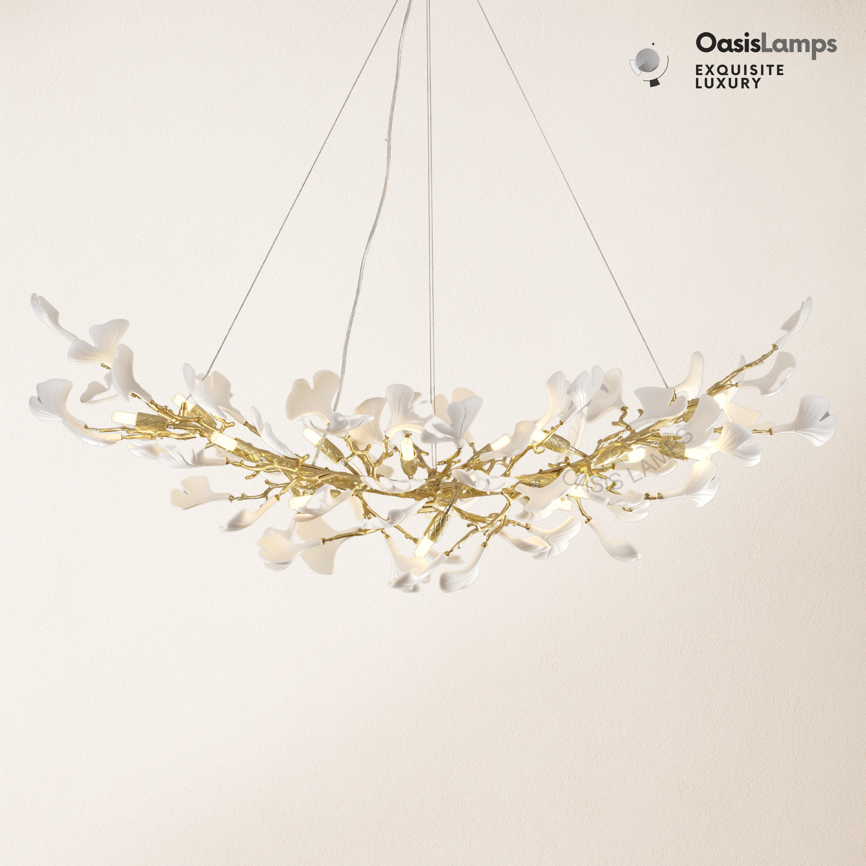 Twilight Branches Ceramic Glow Rectangular Chandelier 55"L